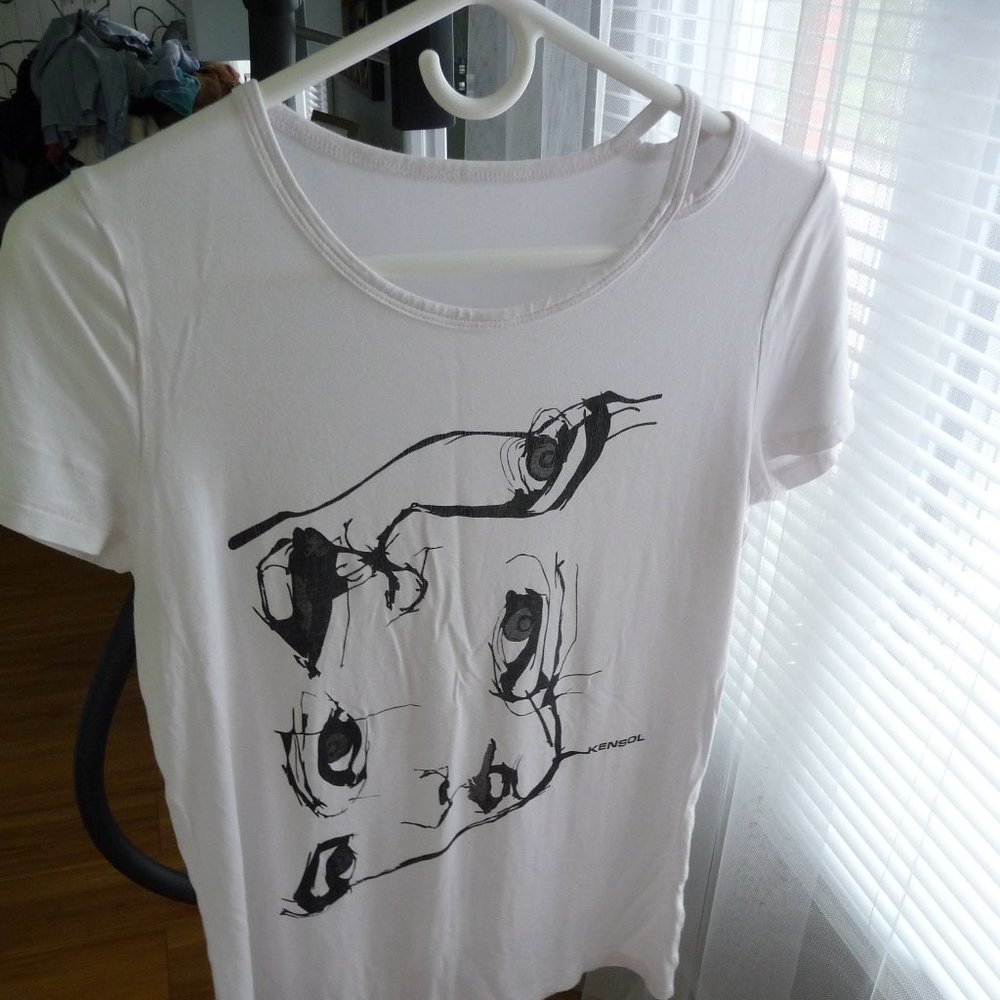 KENSOL women's graphics white made in Turkey cotton t- shirt size L